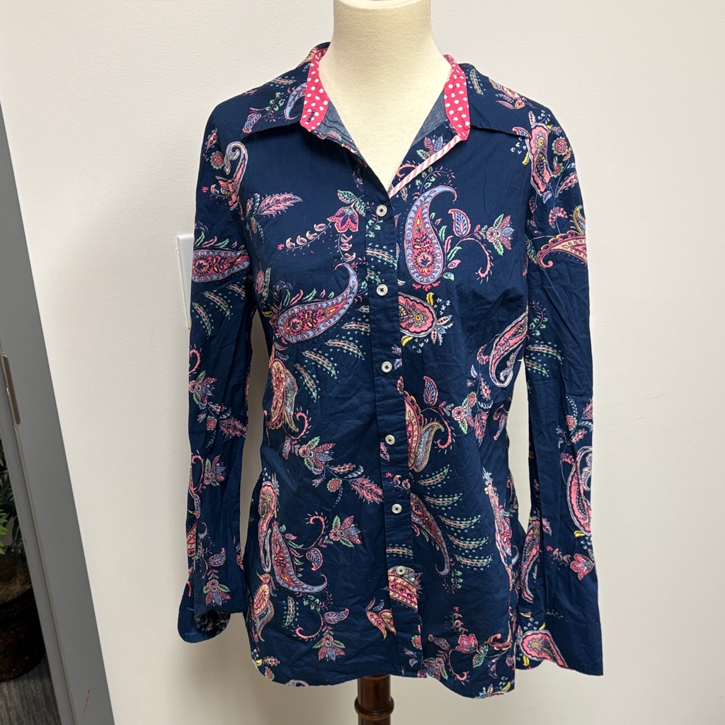 Talbots Navy Paisley Button Down Shirt